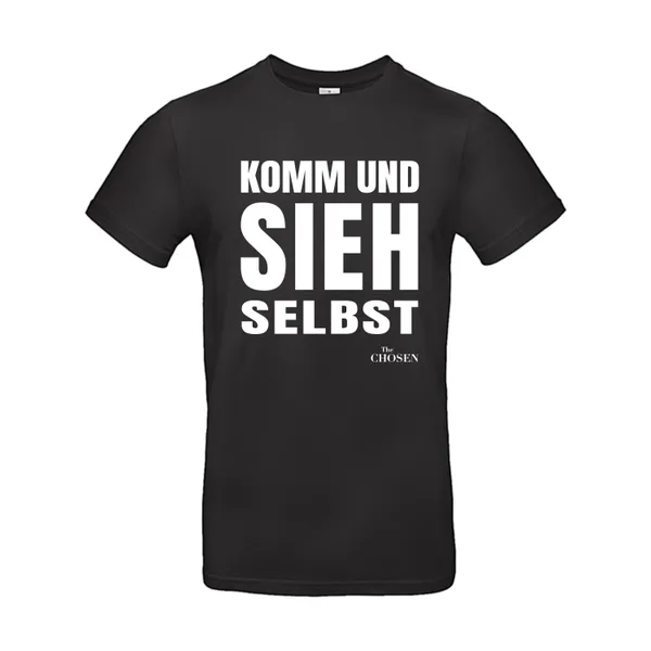 Produktbild des Artikels T-Shirt "Komm und sieh selbst" - schwarz (Kleidung)