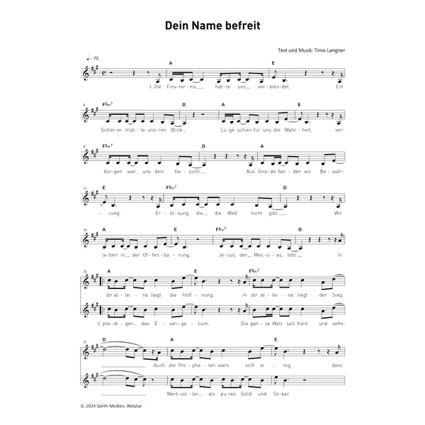 Produktbild des Artikels Dein Name befreit (Noten - Download)