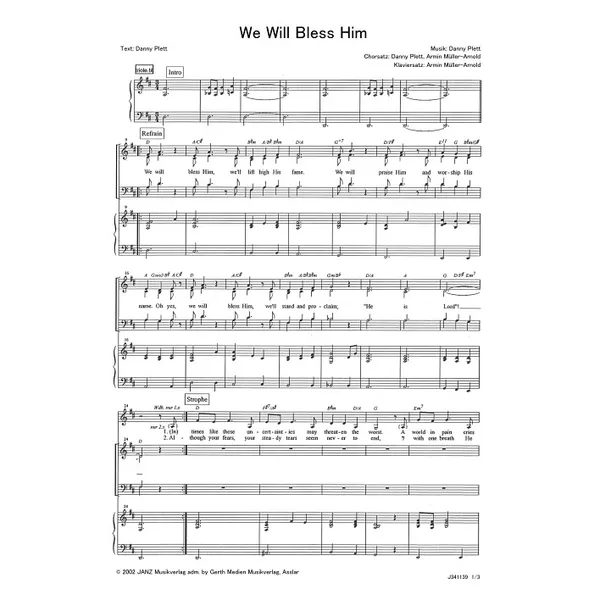 Produktbild des Artikels We Will Bless Him (Noten - Download)
