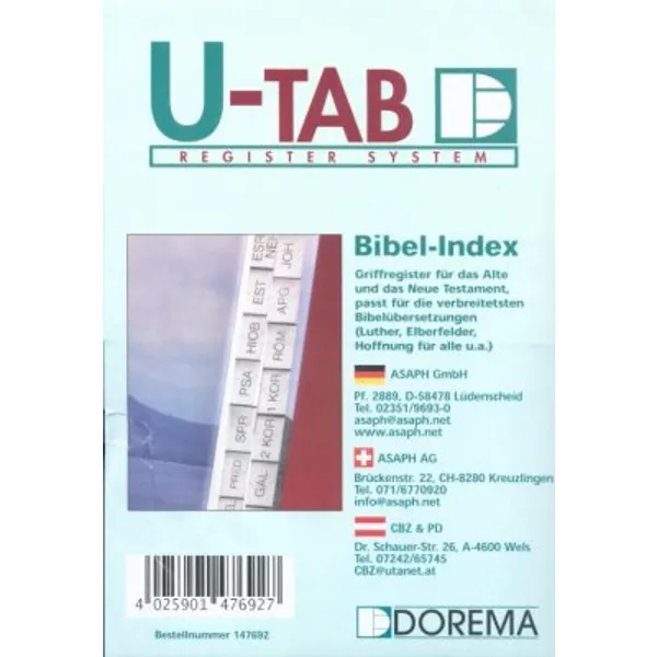 Produktbild des Artikels Bibel-Griffregister - schwarze Schrift auf weißem Grund ()