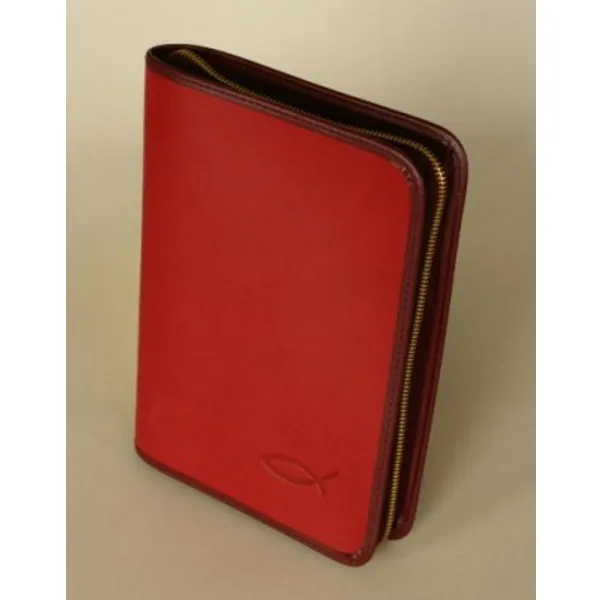 Produktbild des Artikels Bibelhülle Milano mit Blindprägung "Fisch" 22x14,7x3,8 - rot ()