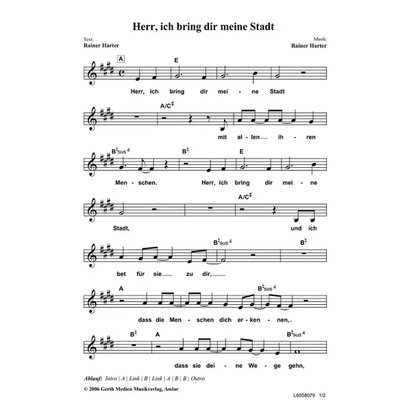 Produktbild des Artikels Herr, ich bring dir meine Stadt (Noten - Download)