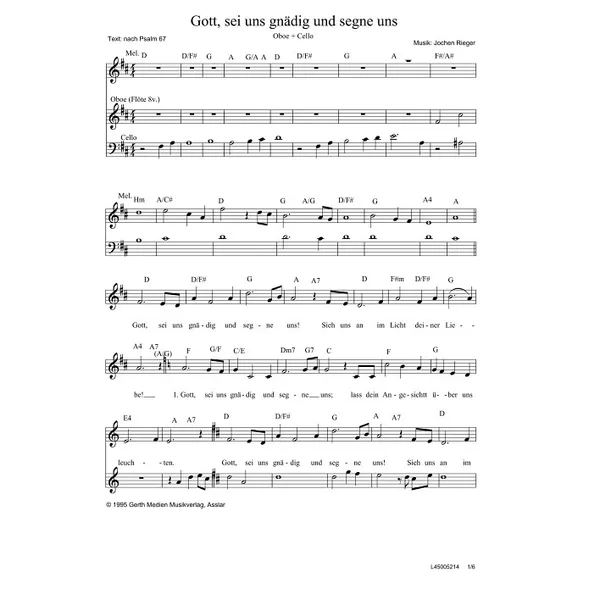 Produktbild des Artikels Gott sei uns gnädig und segne uns (Noten - Download)