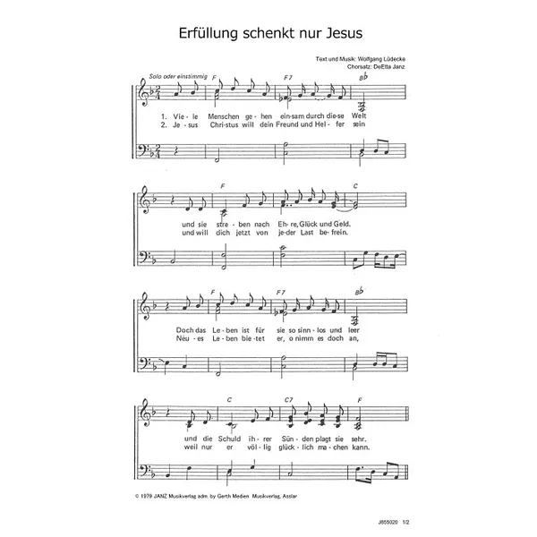 Produktbild des Artikels Erfüllung schenkt nur Jesus (Noten - Download)