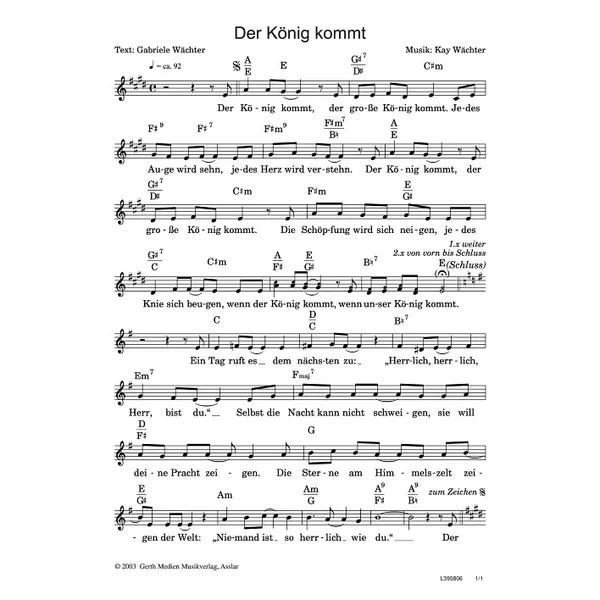 Produktbild des Artikels Der König kommt (Noten - Download)