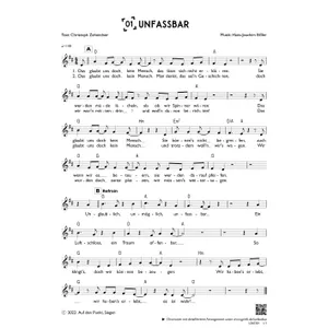 Produktbild des Artikels Unfassbar (einstimmig) (Noten - Download)