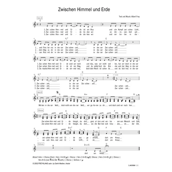Produktbild des Artikels Zwischen Himmel und Erde (Noten - Download)