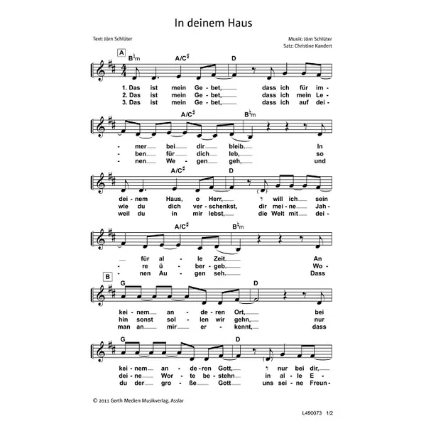 Produktbild des Artikels In deinem Haus (Noten - Download)
