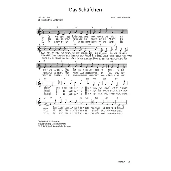 Produktbild des Artikels Das Schäfchen (Noten - Download)