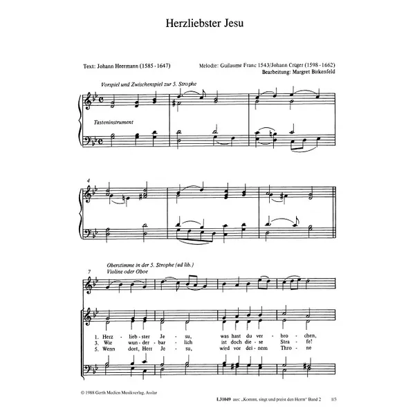 Produktbild des Artikels Herzliebster Jesu (Noten - Download)