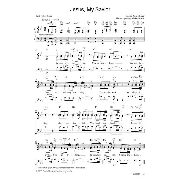 Produktbild des Artikels Jesus, My Savior (Noten - Download)