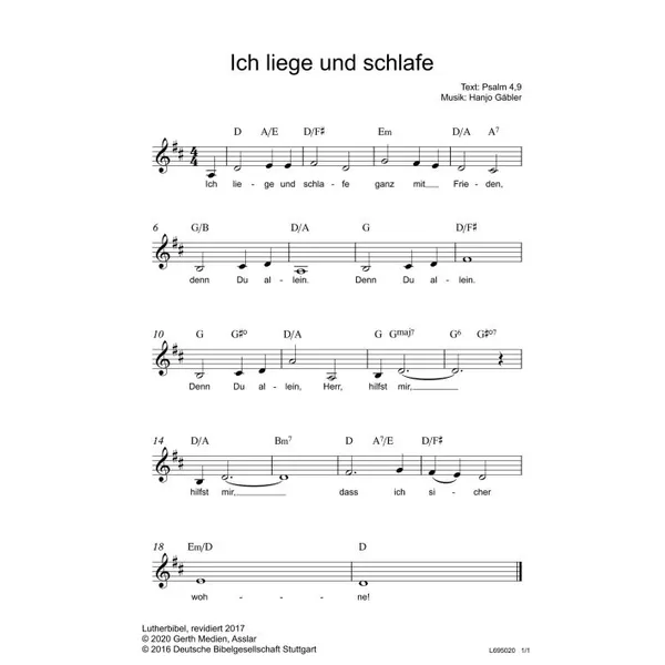 Produktbild des Artikels Ich liege und schlafe (Noten - Download)