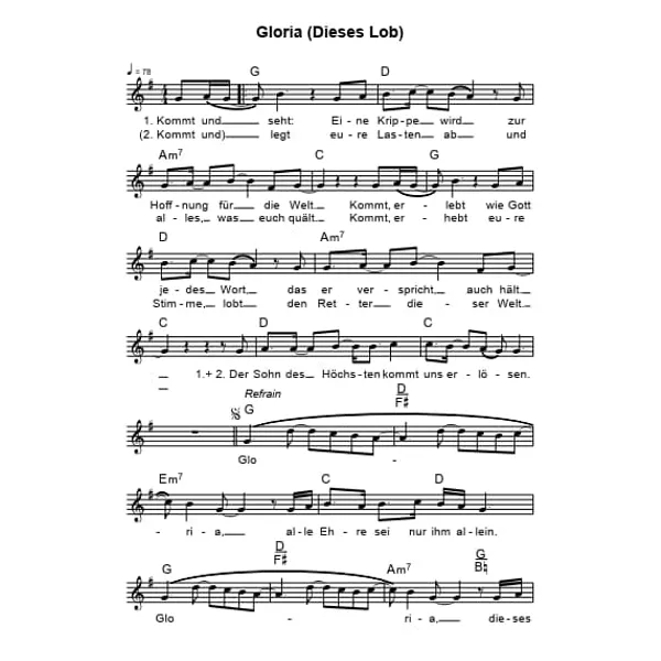Produktbild des Artikels Gloria (Dieses Lob) (Noten - Download)