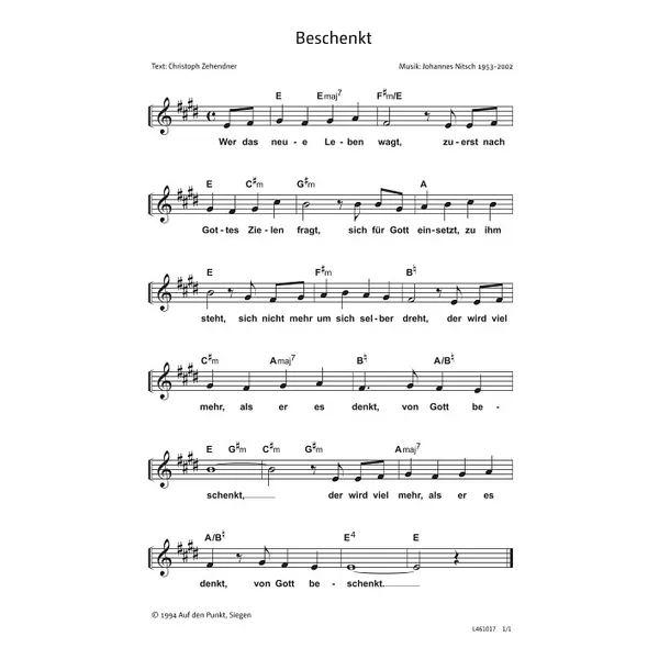 Produktbild des Artikels Beschenkt (Noten - Download)