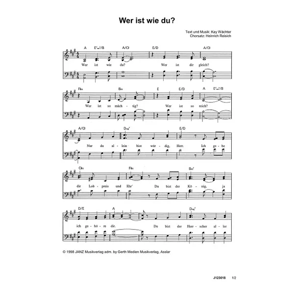 Produktbild des Artikels Wer ist wie du (Noten - Download)