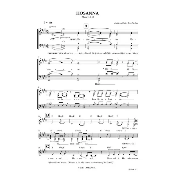 Produktbild des Artikels Hosanna (Noten - Download)