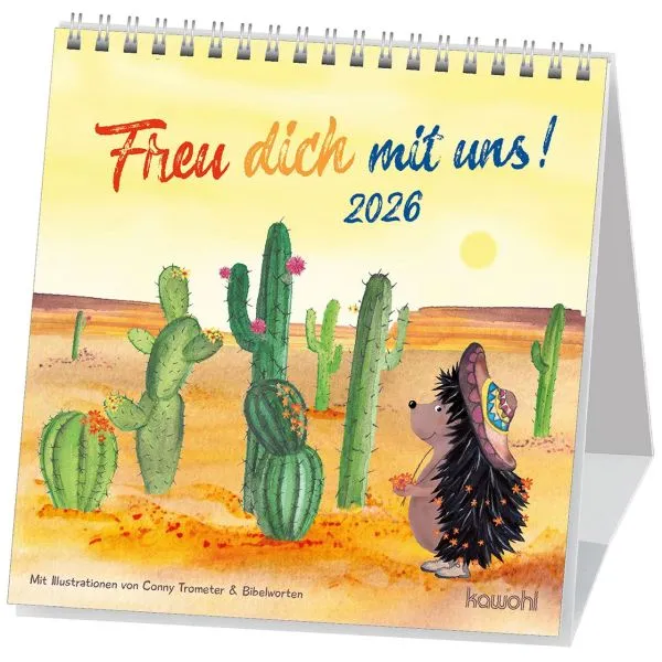 Produktbild des Artikels Freu dich mit uns! 2026 - Postkartenkalender (Kalender - Spiralbindung)