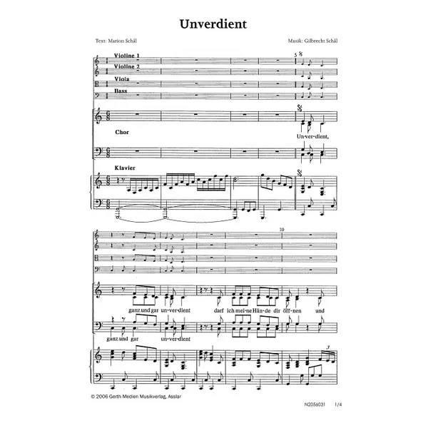 Produktbild des Artikels Unverdient (Noten - Download)