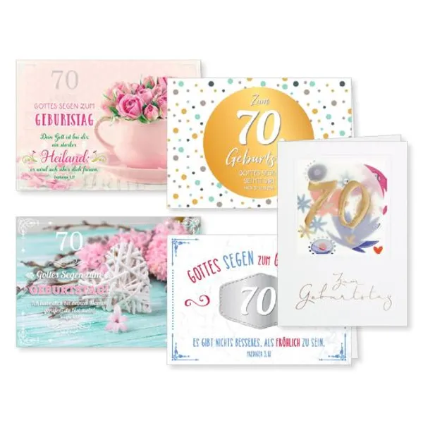 Produktbild des Artikels Faltkarten zum 70. Geburtstag - 5er Set (Schreibwaren)