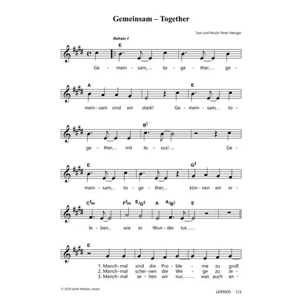 Produktbild des Artikels Gemeinsam - Together (Noten - Download)