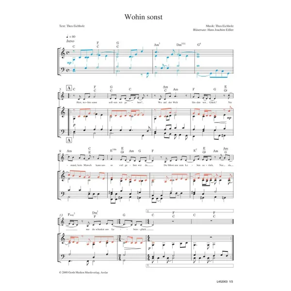 Produktbild des Artikels Wohin sonst (Noten - Download)