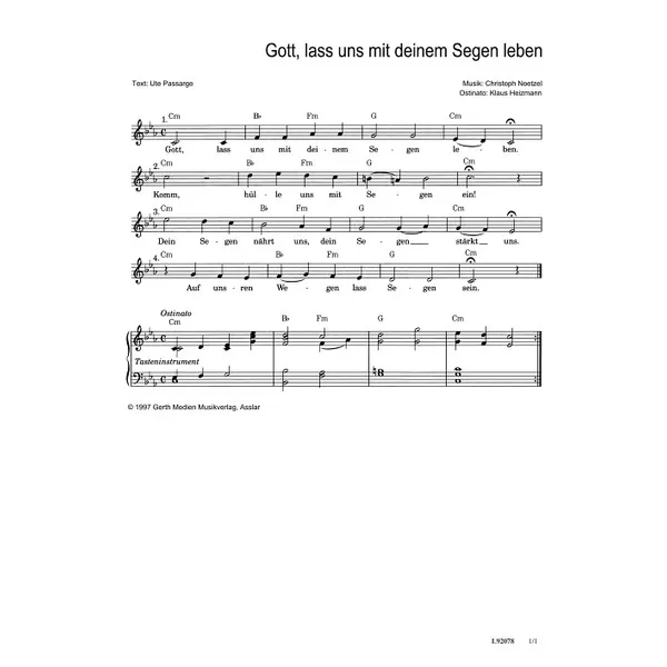 Produktbild des Artikels Gott, lass uns mit deinem Segen leben (Noten - Download)