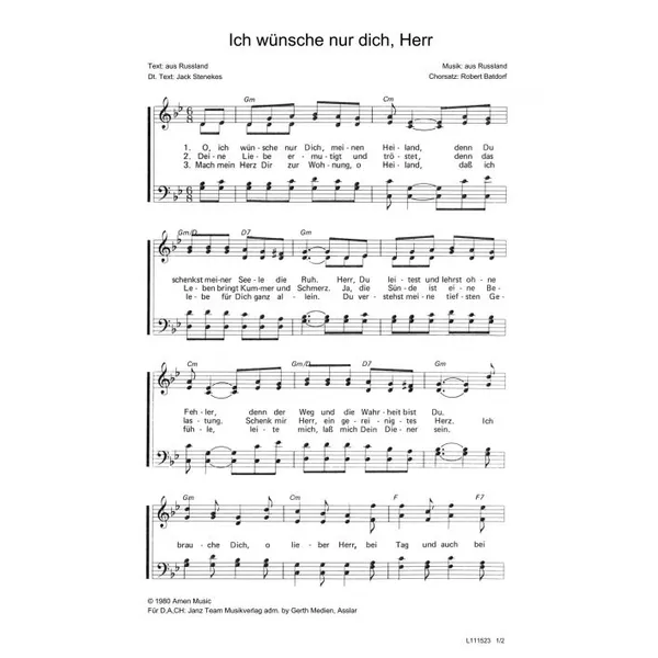 Produktbild des Artikels Ich wünsche nur Dich, Herr (Noten - Download)