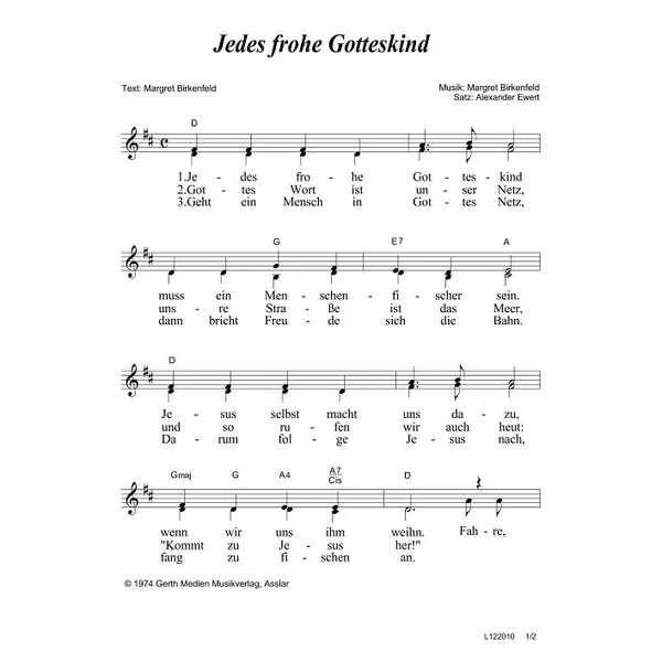 Produktbild des Artikels Jedes frohe Gotteskind (Noten - Download)