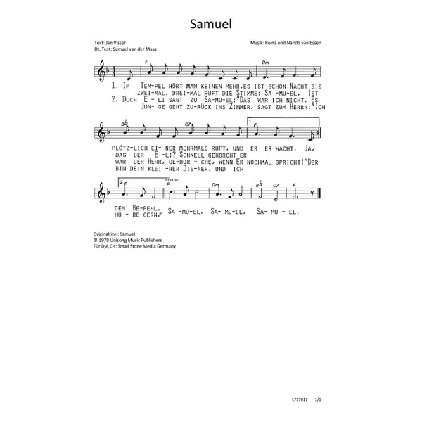 Produktbild des Artikels Samuel (Noten - Download)
