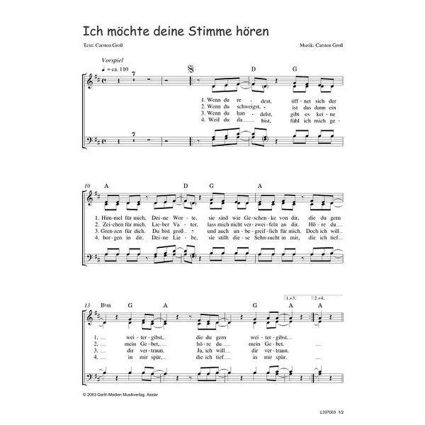 Produktbild des Artikels Ich möchte deine Stimme hören (Noten - Download)