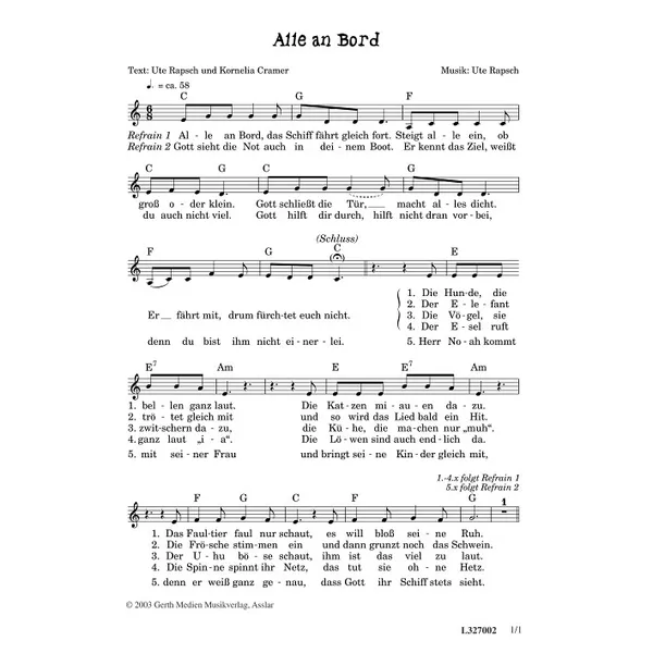 Produktbild des Artikels Alle an Bord (Noten - Download)