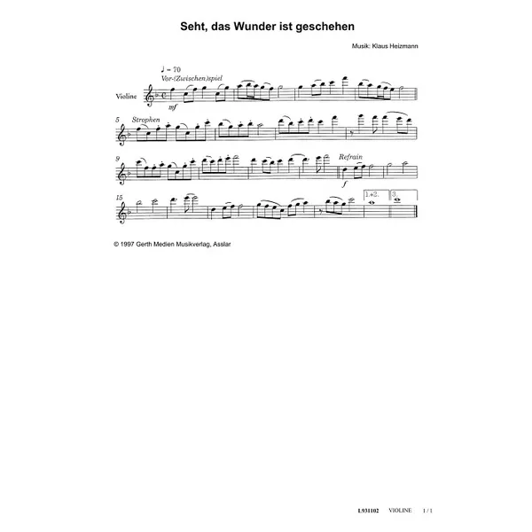 Produktbild des Artikels Seht, das Wunder ist geschehen (Streicher) (Noten - Download)