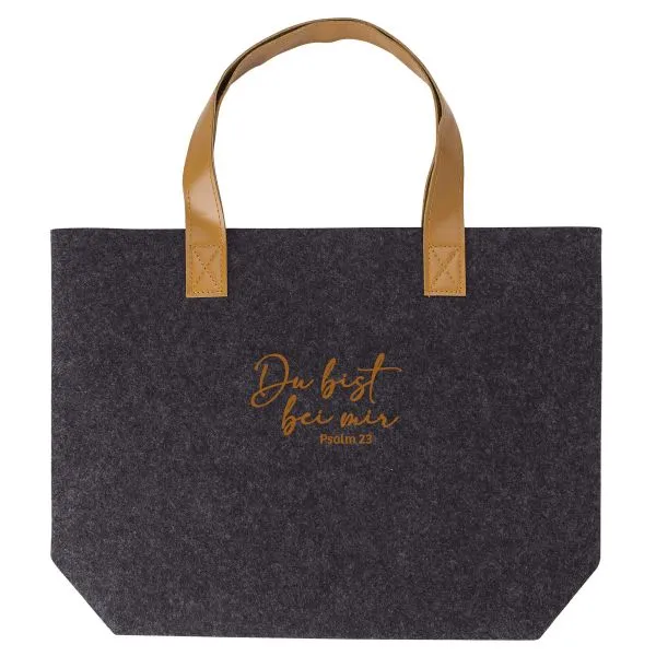Produktbild des Artikels Einkaufstasche Filz "Du bist bei mir" - dunkelgrau ()