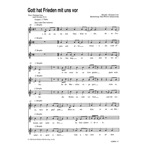 Produktbild des Artikels Gott hat Frieden mit uns vor (Noten - Download)