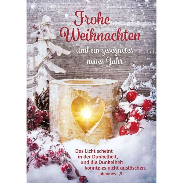 Produktbild des Artikels Postkarten: Frohe Weihnachten - Joh.1,5, 4 Stück (Schreibwaren)