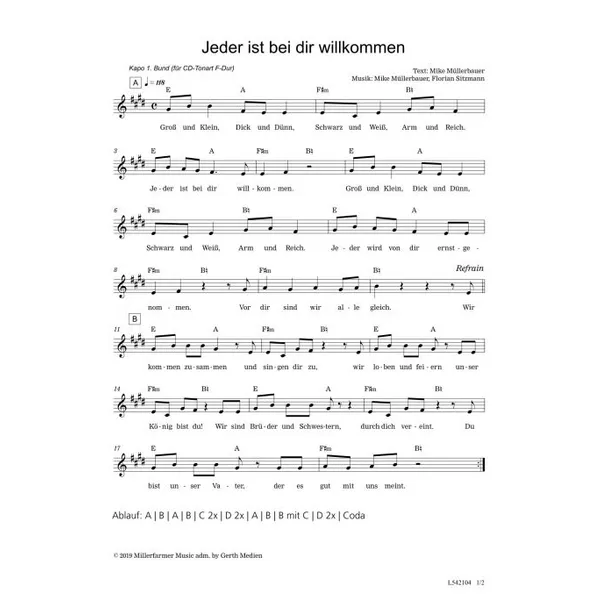 Produktbild des Artikels Jeder ist bei dir willkommen (Noten - Download)