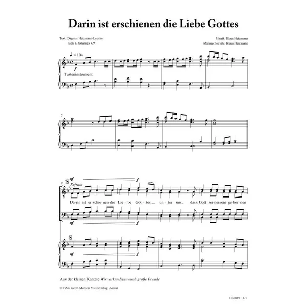 Produktbild des Artikels Darin ist erschienen die Liebe (Noten - Download)