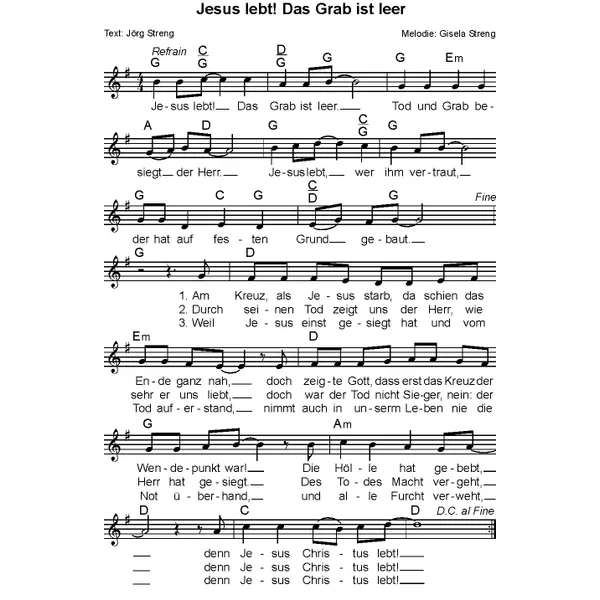 Produktbild des Artikels Jesus lebt das Grab ist leer (Noten - Download)