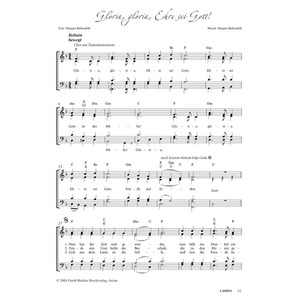 Produktbild des Artikels Gloria, gloria, Ehre sei Gott! (Noten - Download)