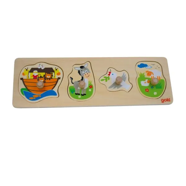 Produktbild des Artikels Holz-Steckpuzzle "Arche Noah, Esel, Taube, Schäfchen" ()