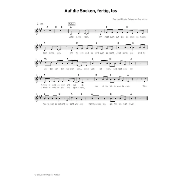 Produktbild des Artikels Auf die Socken fertig los (Noten - Download)