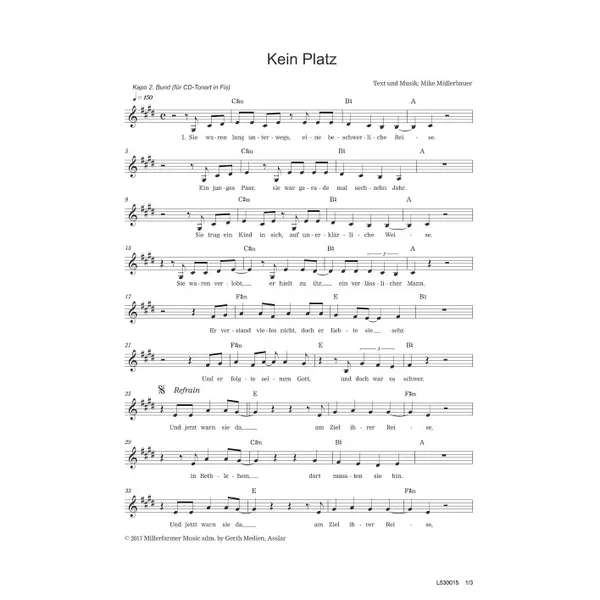 Produktbild des Artikels Kein Platz (Noten - Download)