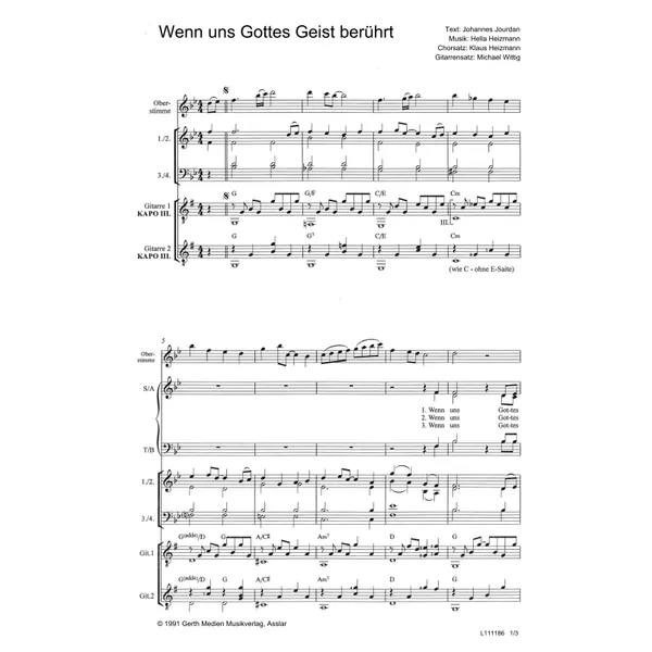 Produktbild des Artikels Wenn uns Gottes Geist berührt (Noten - Download)