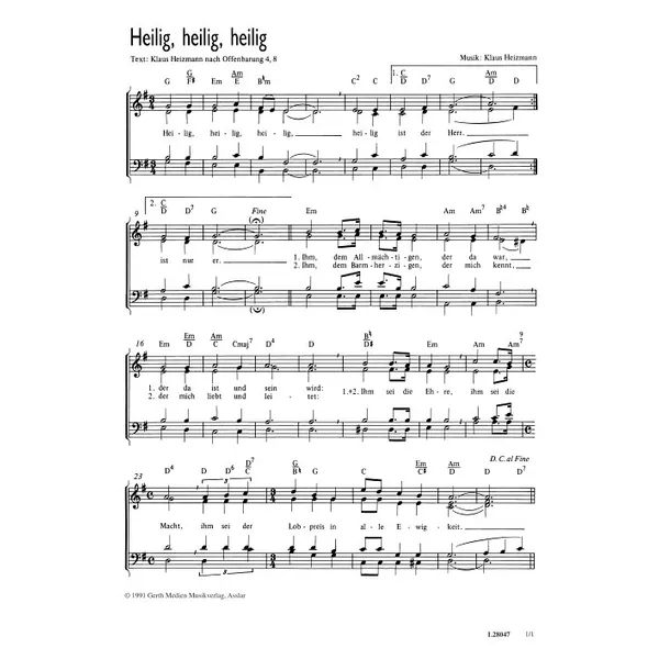 Produktbild des Artikels Heilig, heilig, heilig (Noten - Download)