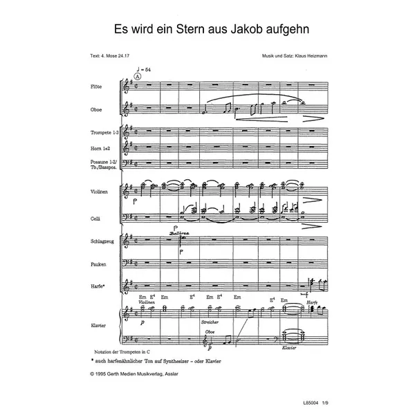 Produktbild des Artikels Es wird ein Stern aus Jakob aufgehn (Noten - Download)