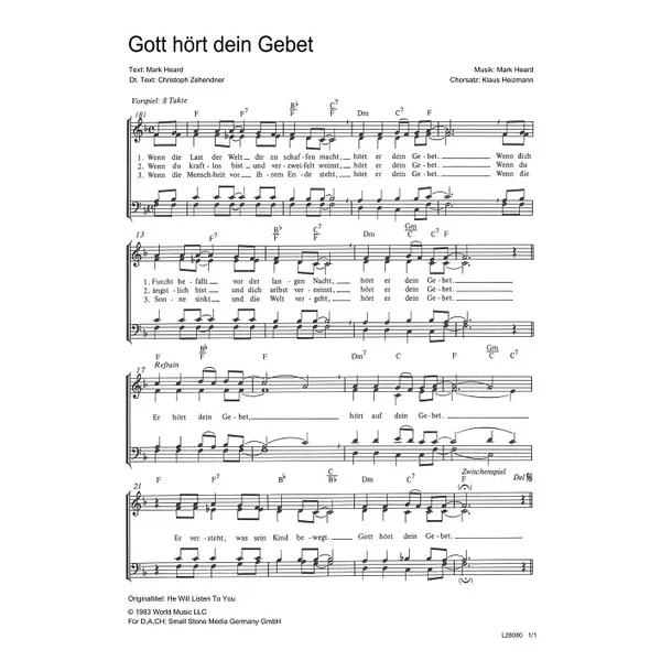 Produktbild des Artikels Gott hört dein Gebet (Noten - Download)