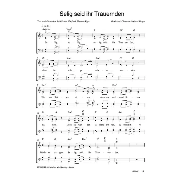 Produktbild des Artikels Selig seid ihr Trauernden (Noten - Download)