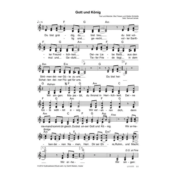 Produktbild des Artikels Gott und König (Noten - Download)