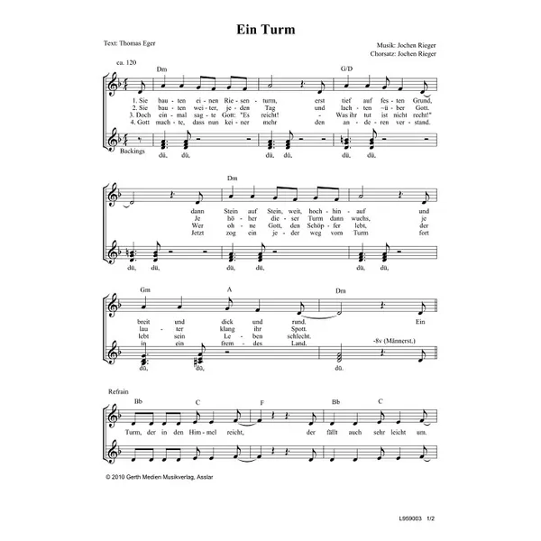 Produktbild des Artikels Ein Turm (Noten - Download)