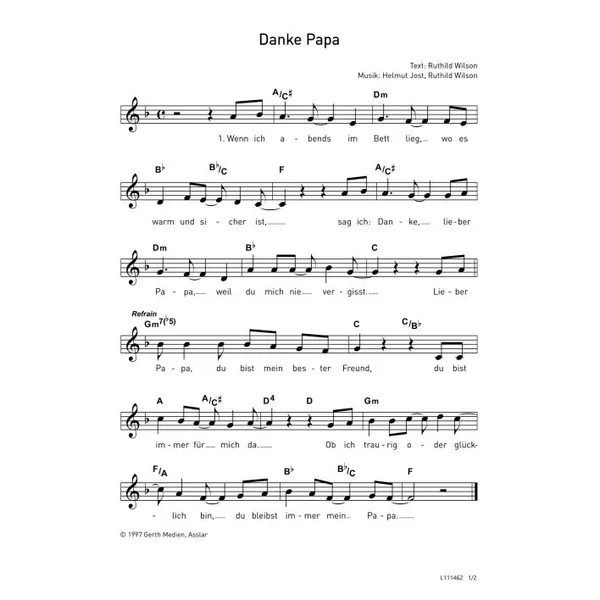 Produktbild des Artikels Danke Papa (Noten - Download)